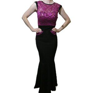 Holiday Party Dress Womens 4 Mermaid Corset Lace Vintage Old Hollywood Burgundy